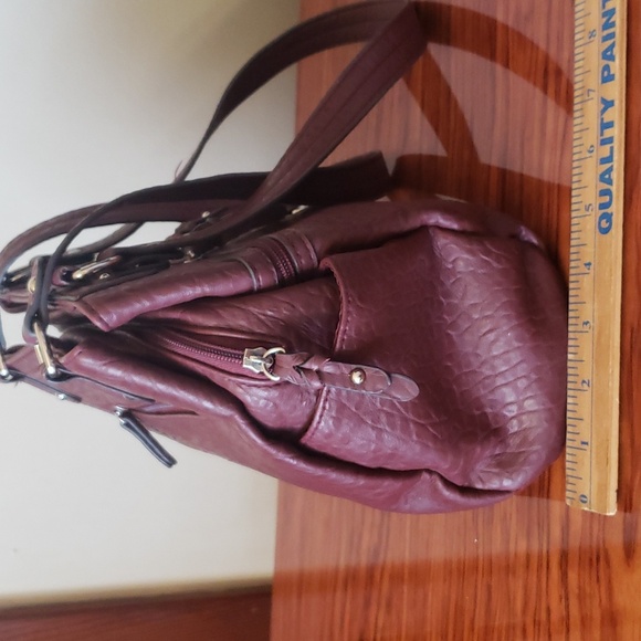 Rosetti Midtown Eggplant Leather Satchel Bag / Shoulder Purse. - Picture 7 of 16